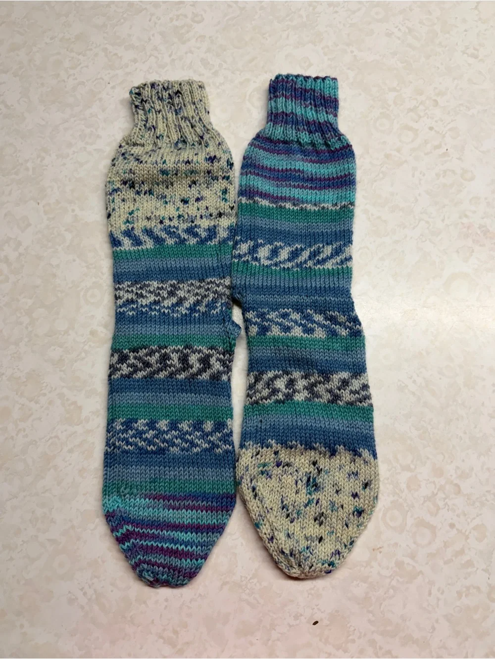 Hand Knit Merino Wool Blend Socks Women's M/L Fraternal OOAK Cozy Cabin